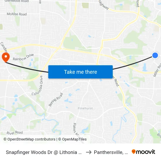 Snapfinger Woods Dr @ Lithonia Way to Panthersville, GA map