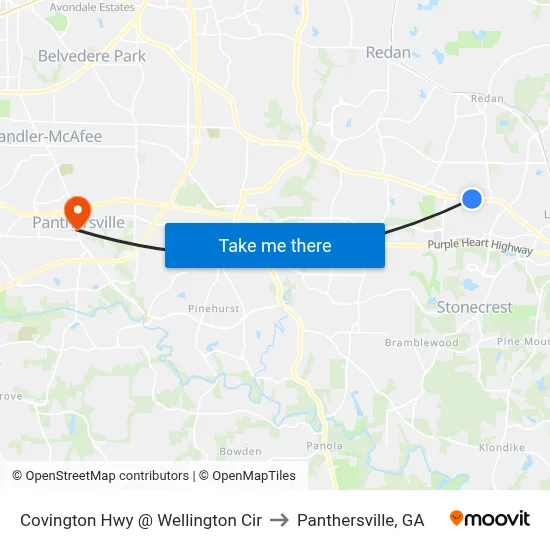 Covington Hwy @ Wellington Cir to Panthersville, GA map