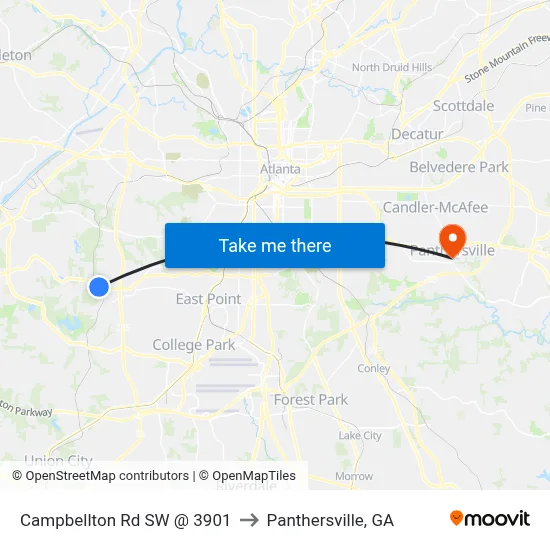 Campbellton Rd SW @ 3901 to Panthersville, GA map