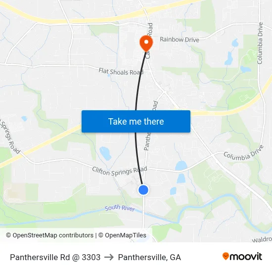 Panthersville Rd @ 3303 to Panthersville, GA map