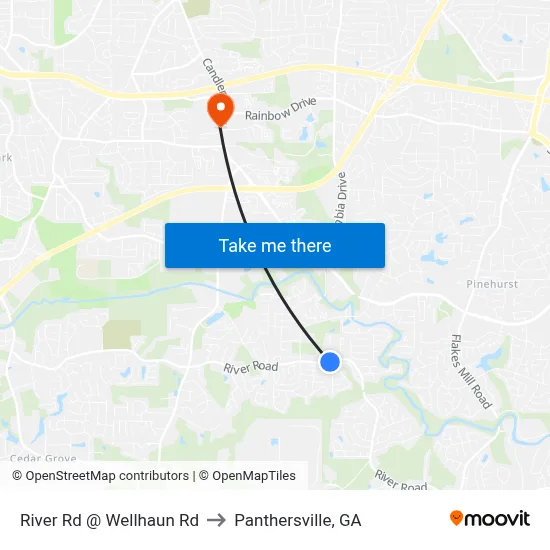 River Rd @ Wellhaun Rd to Panthersville, GA map