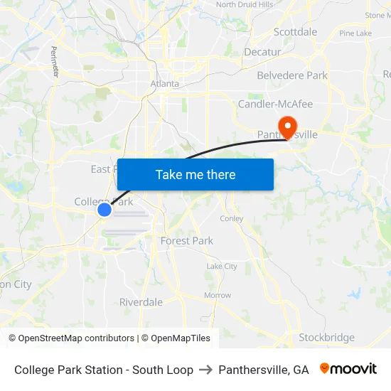College Park Station - South Loop to Panthersville, GA map