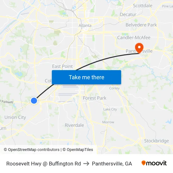 Roosevelt Hwy @ Buffington Rd to Panthersville, GA map