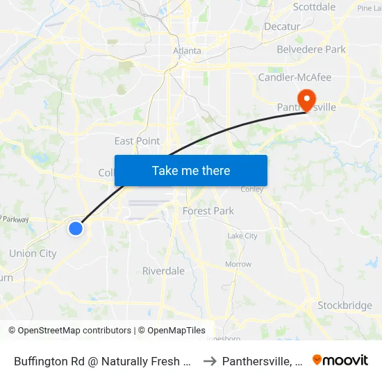 Buffington Rd @ Naturally Fresh Blvd to Panthersville, GA map