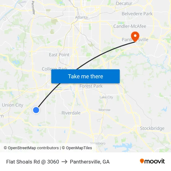 Flat Shoals Rd @ 3060 to Panthersville, GA map