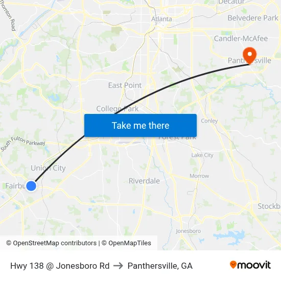 Hwy 138 @ Jonesboro Rd to Panthersville, GA map