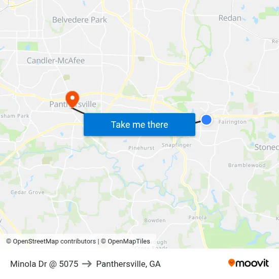 Minola Dr @ 5075 to Panthersville, GA map