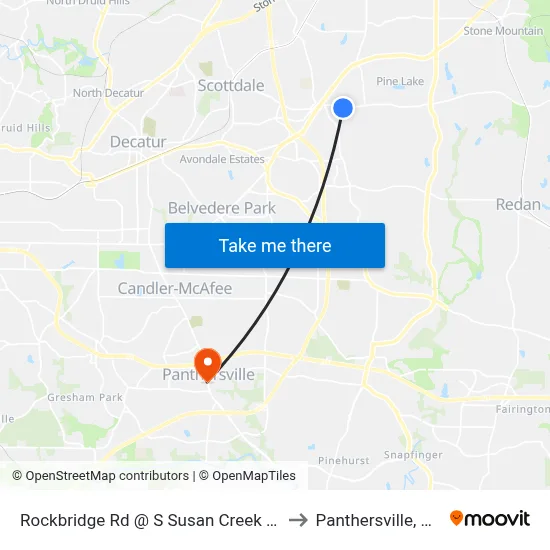 Rockbridge Rd @ S Susan Creek Dr to Panthersville, GA map