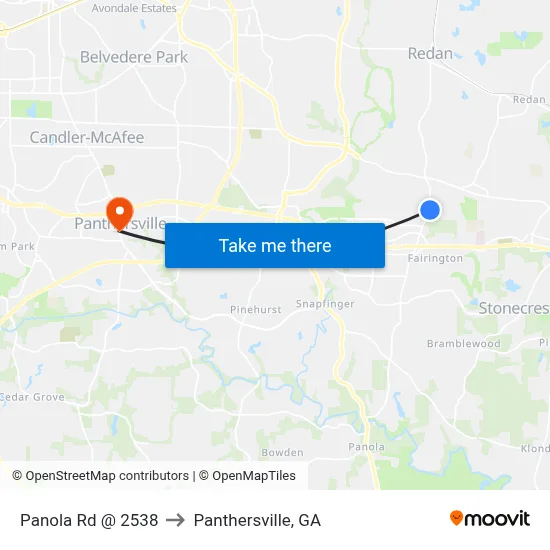 Panola Rd @ 2538 to Panthersville, GA map