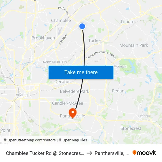Chamblee Tucker Rd @ Stonecrest Ct to Panthersville, GA map