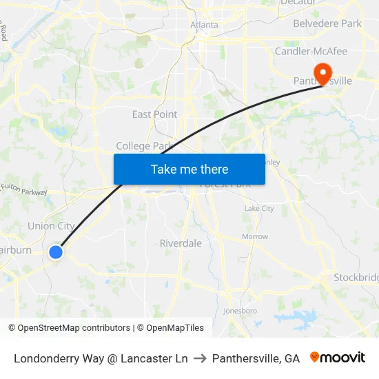 Londonderry Way @ Lancaster Ln to Panthersville, GA map