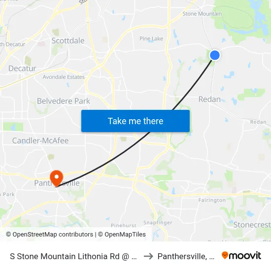 S Stone Mountain Lithonia Rd @ 490 to Panthersville, GA map