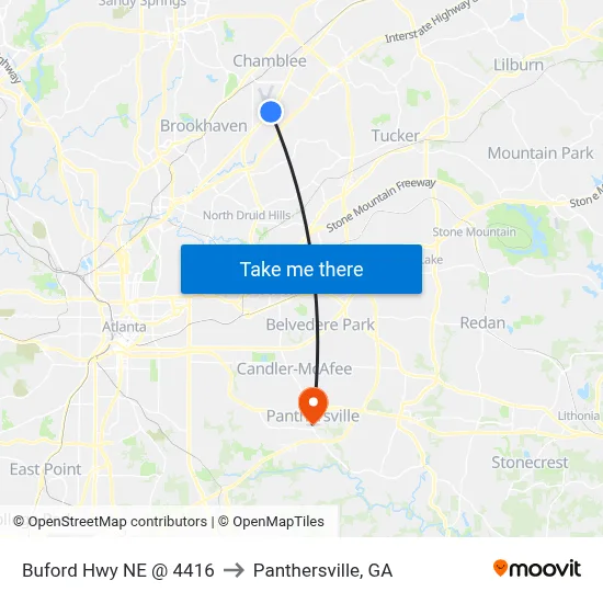 Buford Hwy NE @ 4416 to Panthersville, GA map