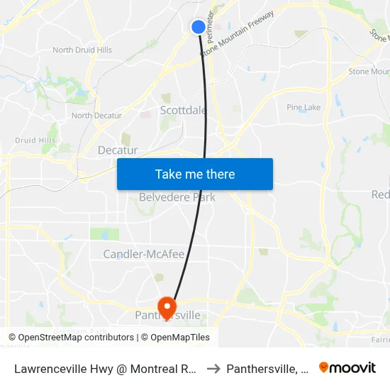 Lawrenceville Hwy @ Montreal Rd W to Panthersville, GA map