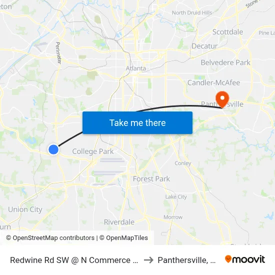 Redwine Rd SW @ N Commerce Dr to Panthersville, GA map