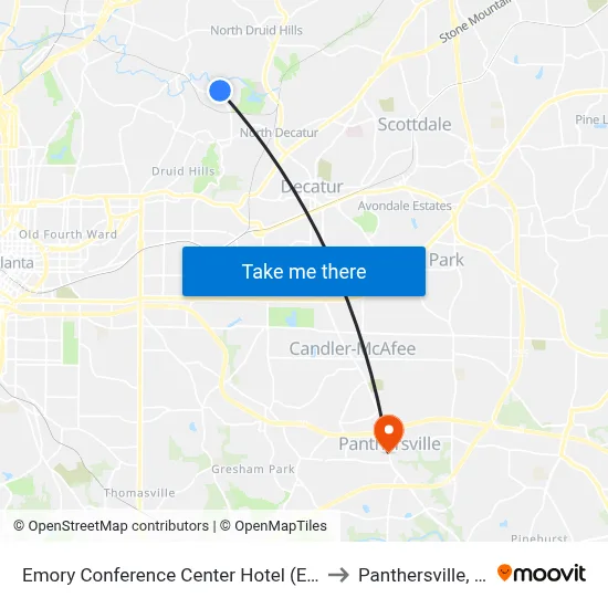 Emory Conference Center Hotel (Ecch) to Panthersville, GA map