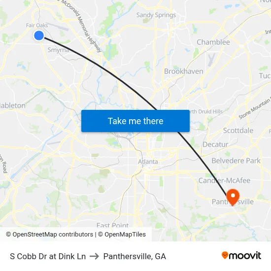 S Cobb Dr at Dink Ln to Panthersville, GA map