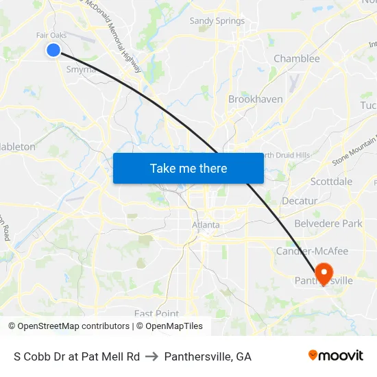 S Cobb Dr at Pat Mell Rd to Panthersville, GA map