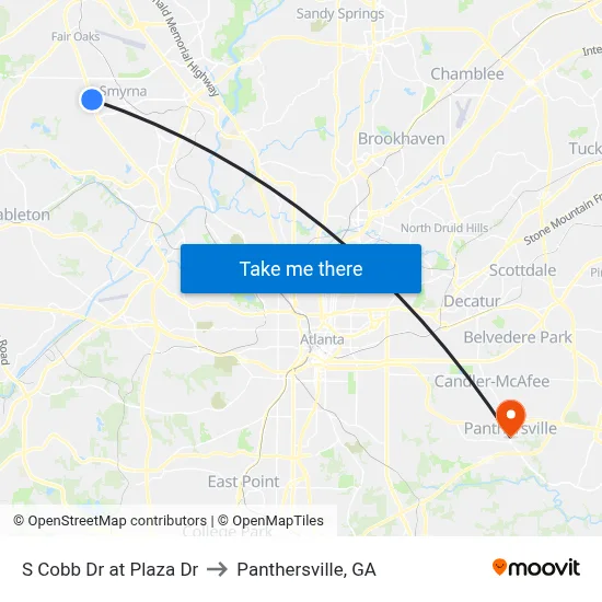 S Cobb Dr at Plaza Dr to Panthersville, GA map