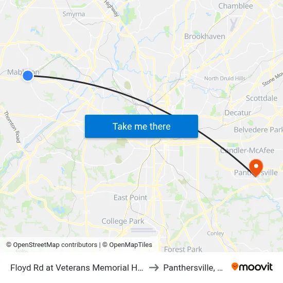 Floyd Rd at Veterans Memorial Hwy to Panthersville, GA map