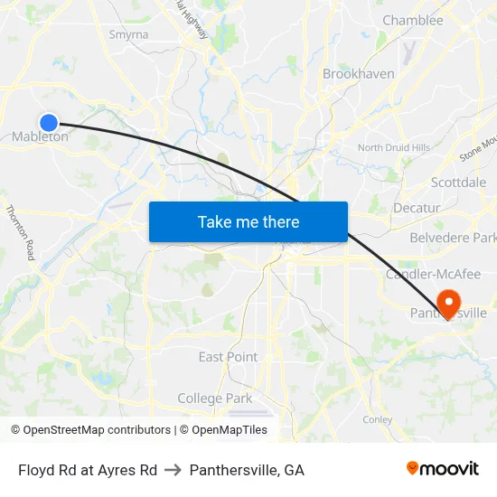 Floyd Rd at Ayres Rd to Panthersville, GA map