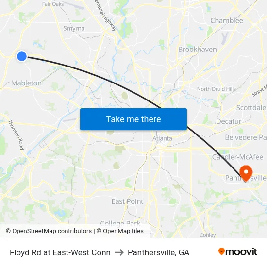Floyd Rd at East-West Conn to Panthersville, GA map