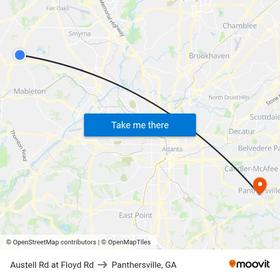 Austell Rd at Floyd Rd to Panthersville, GA map