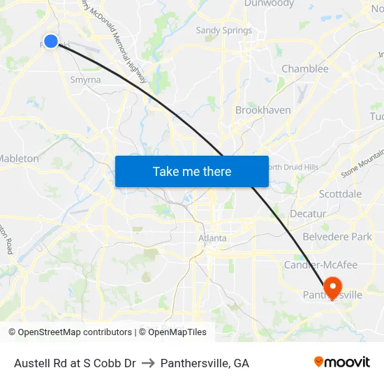 Austell Rd at S Cobb Dr to Panthersville, GA map
