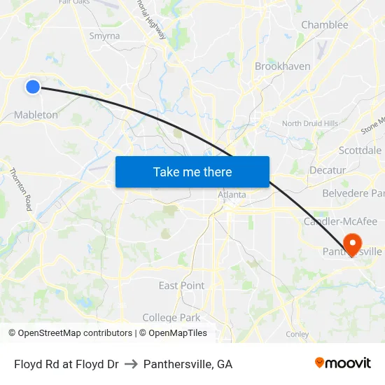 Floyd Rd at Floyd Dr to Panthersville, GA map
