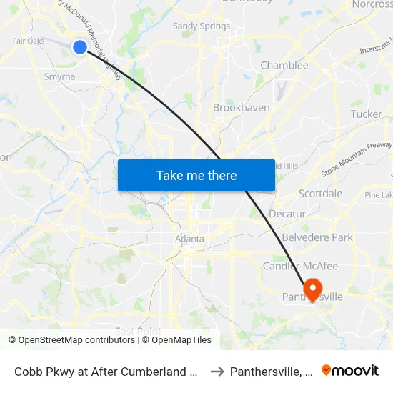 Cobb Pkwy at After Cumberland Pt Dr to Panthersville, GA map