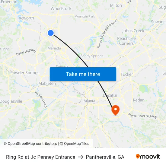 Ring Rd at Jc Penney Entrance to Panthersville, GA map