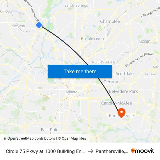 Circle 75 Pkwy at 1000 Building Entrance to Panthersville, GA map