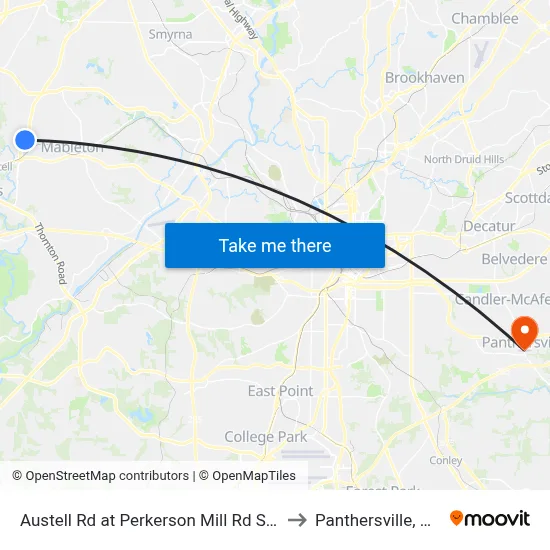 Austell Rd at Perkerson Mill Rd SW to Panthersville, GA map