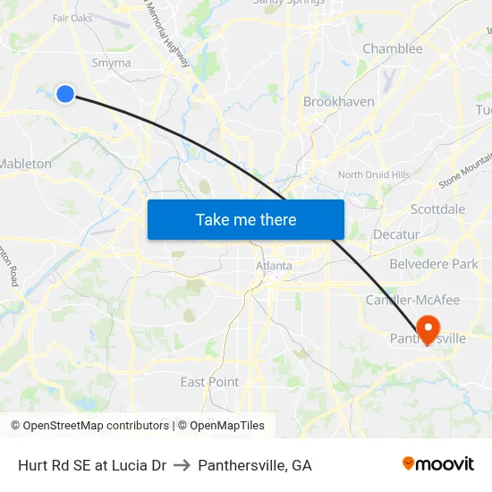 Hurt Rd SE at Lucia Dr to Panthersville, GA map