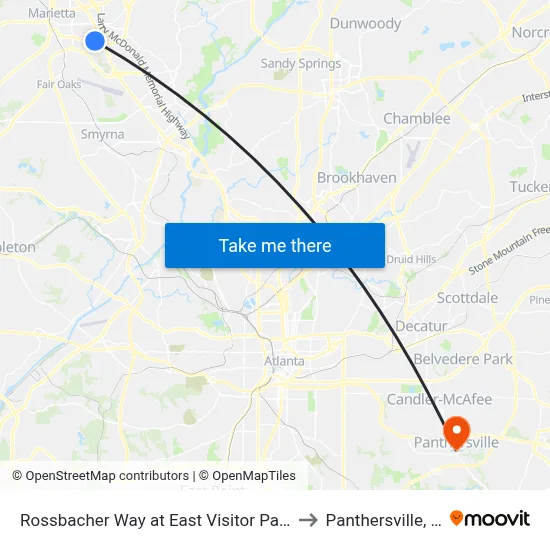 Rossbacher Way at East Visitor Parking to Panthersville, GA map