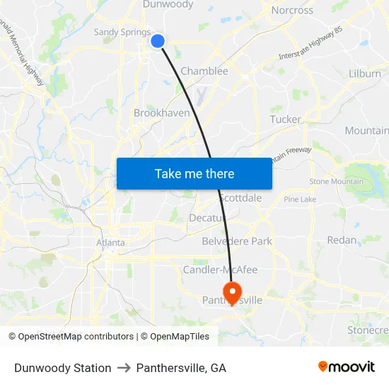 Dunwoody Station to Panthersville, GA map