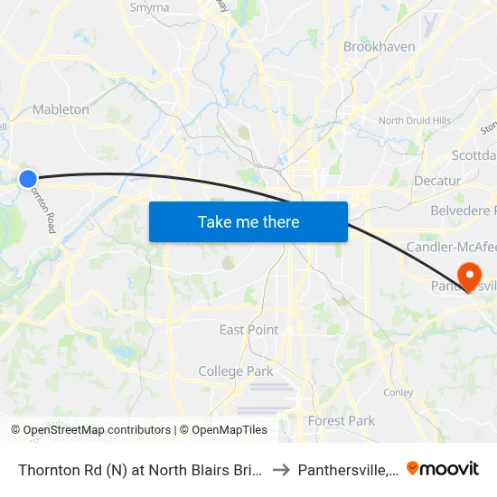 Thornton Rd (N) at North Blairs Bridge Rd to Panthersville, GA map