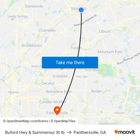 Buford Hwy & Summerour St Ib to Panthersville, GA map