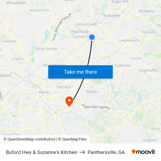 Buford Hwy & Suzanne's Kitchen to Panthersville, GA map