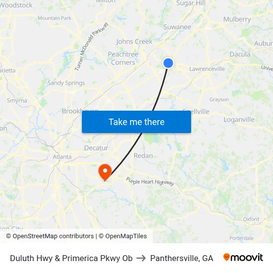 Duluth Hwy  & Primerica Pkwy Ob to Panthersville, GA map