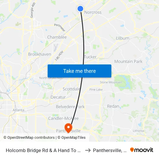 Holcomb Bridge Rd & A Hand To Hold to Panthersville, GA map