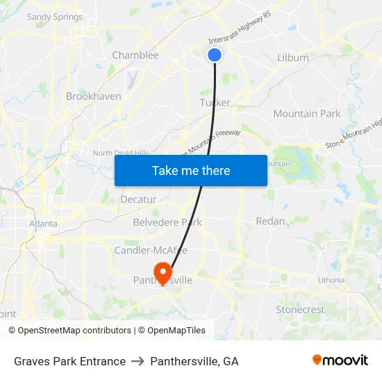 Graves Park Entrance to Panthersville, GA map