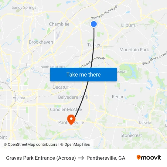 Graves Park Entrance (Across) to Panthersville, GA map