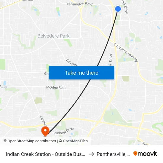 Indian Creek Station - Outside Bus Loop to Panthersville, GA map