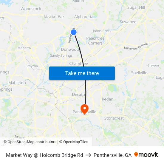 Market Way @ Holcomb Bridge Rd to Panthersville, GA map