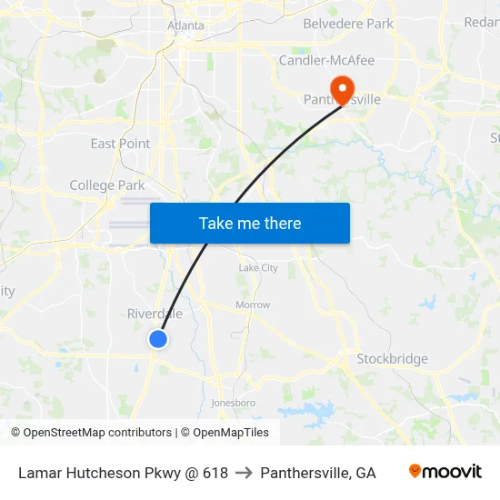 Lamar Hutcheson Pkwy @ 618 to Panthersville, GA map