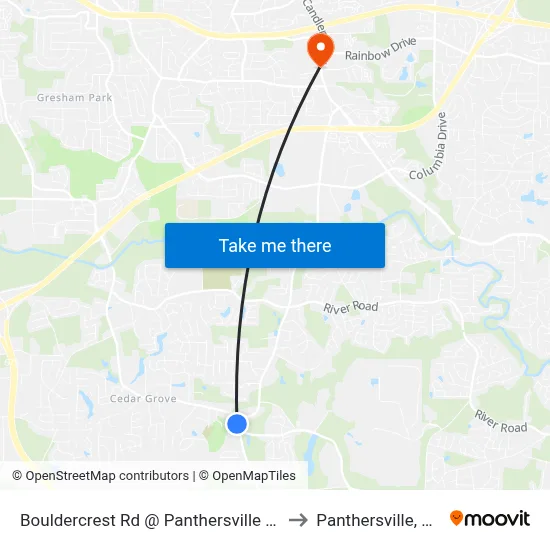 Bouldercrest Rd @ Panthersville Rd to Panthersville, GA map