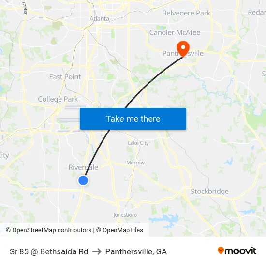 Sr 85 @ Bethsaida Rd to Panthersville, GA map