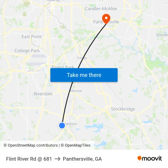 Flint River Rd @ 681 to Panthersville, GA map
