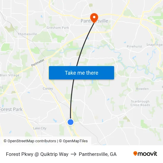 Forest Pkwy @ Quiktrip Way to Panthersville, GA map